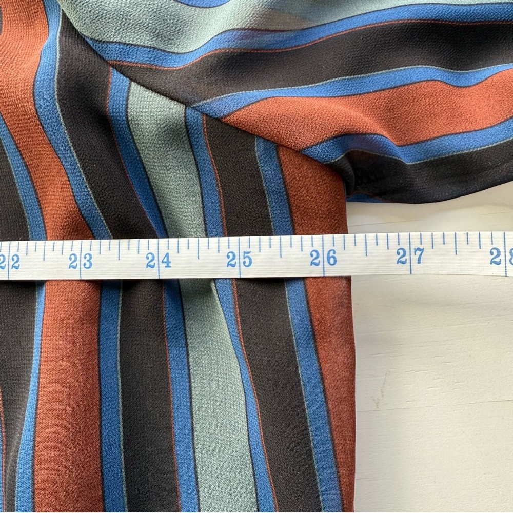 Madewell Women's Size 2X Academy Stripe Retro Blouse Top Sheer Sleeve Modern - Picture 9 of 10